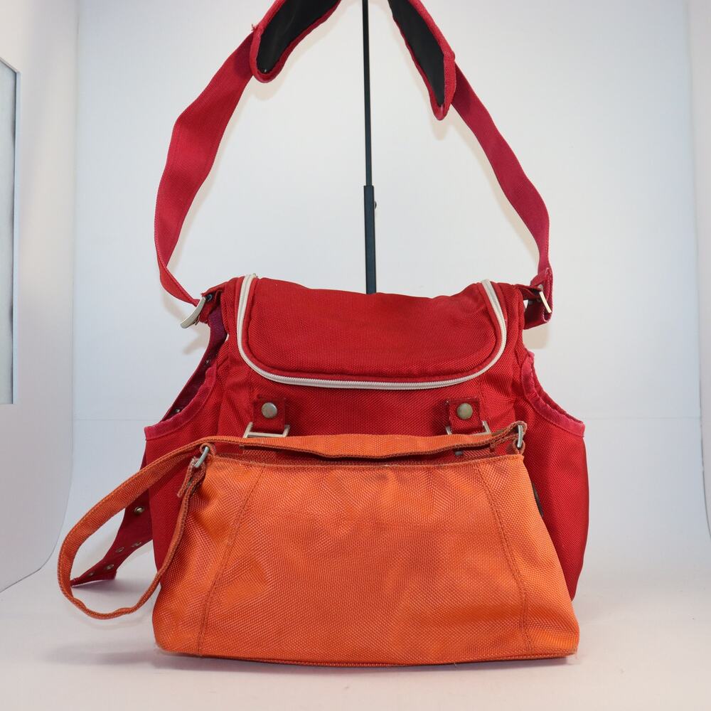 Loom Diaper Bag‎ – Red with Detachable Orange Pouch and Changing Pad